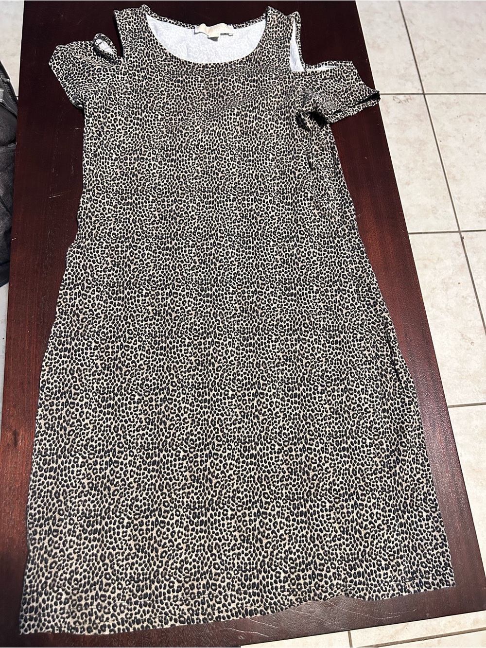 Michael Kors Leopard Print Cold-Shoulder Mini Dress - Beige & Black